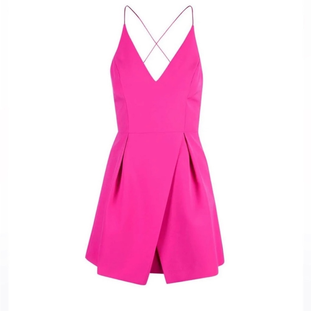 Topshop hot pink strappy bonded mini dress. Size 4. Worn once.